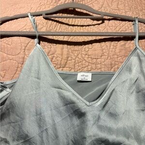 Aritzia Wilfred Gray Satin Midi Dress